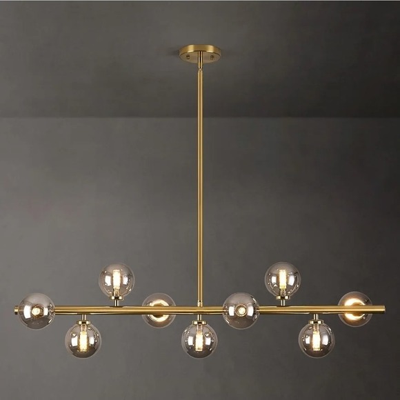 wystco Other - Mid Century Modern Globe Sputnik Chandelier, 9-Light Linear Chandelier